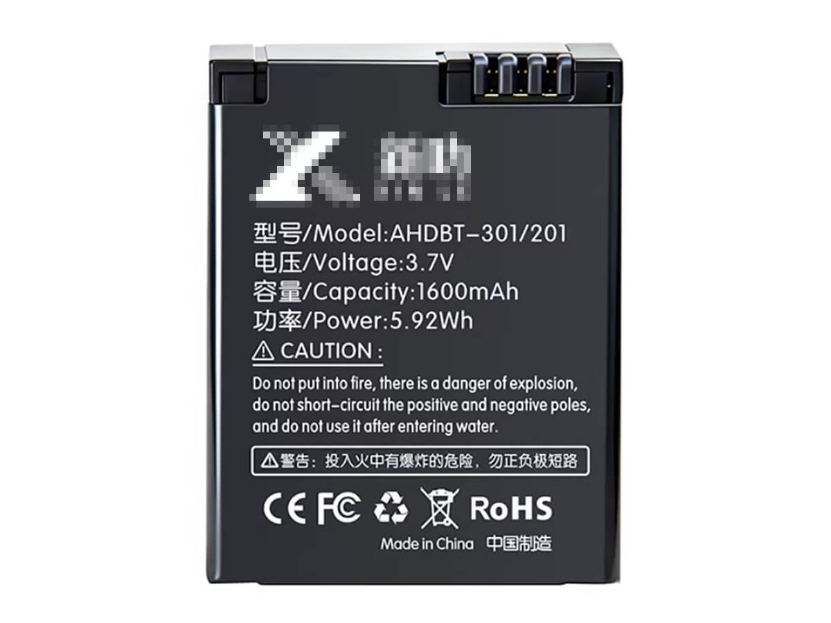3.7V 1600mAh Digitalkamera Akku für GoPro AHDBT-201