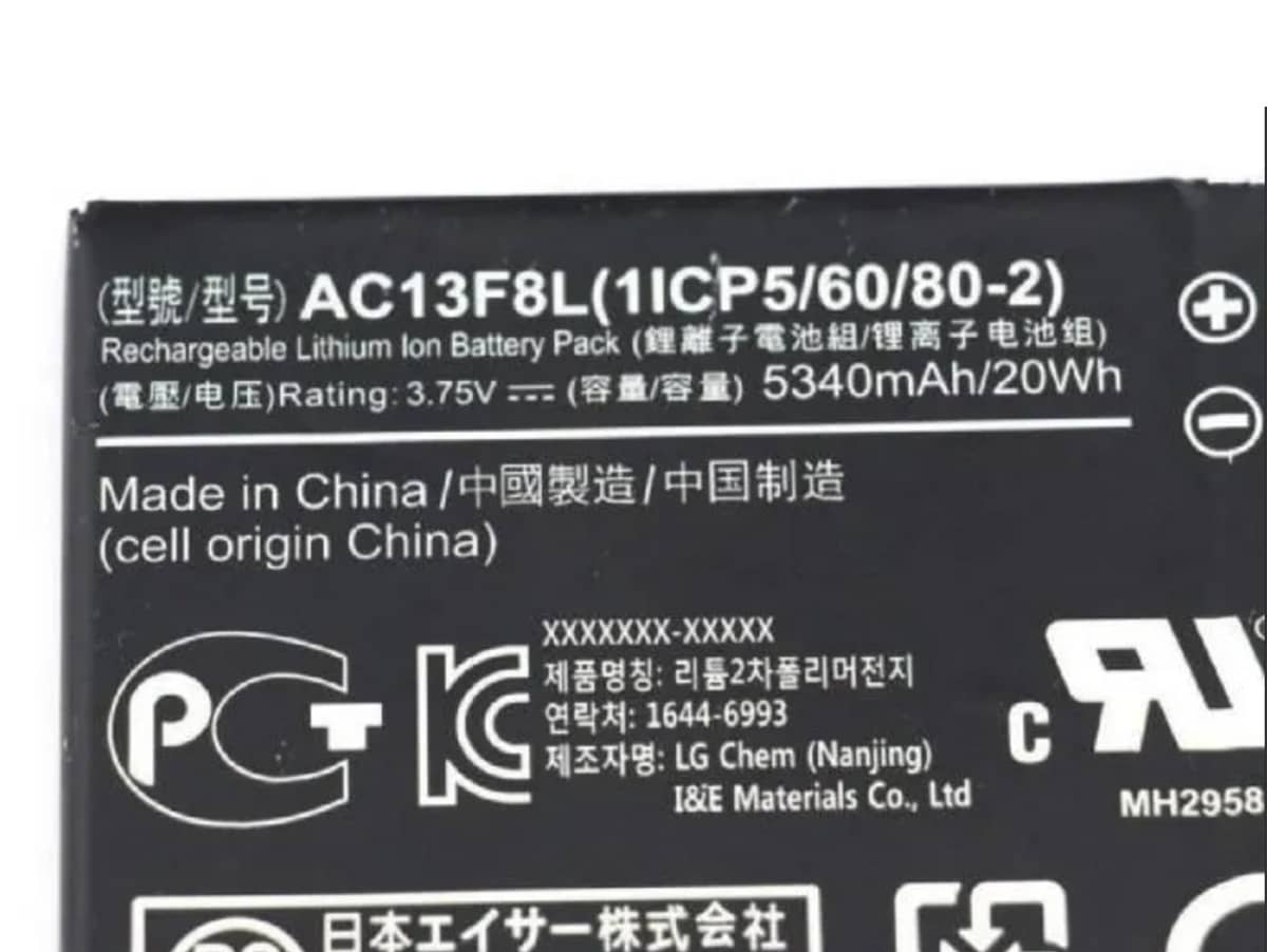 (Bild für) 3.75V 20Wh Laptop Akku für ACER AC13F8L(1ICP5/60/80-2)