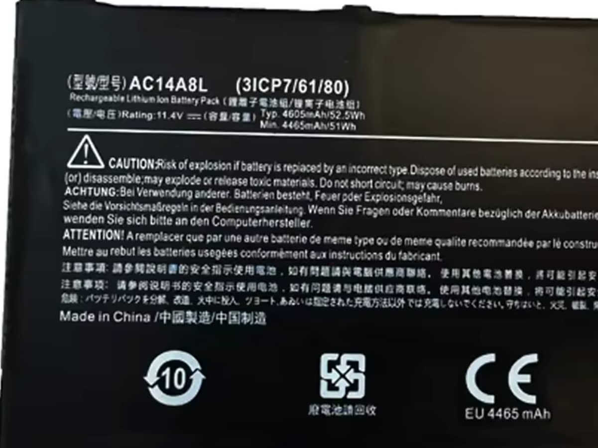 (Bild für) 11.4V 52.5Wh Laptop Akku für ACER AC15B7L(3ICP7/64/80)