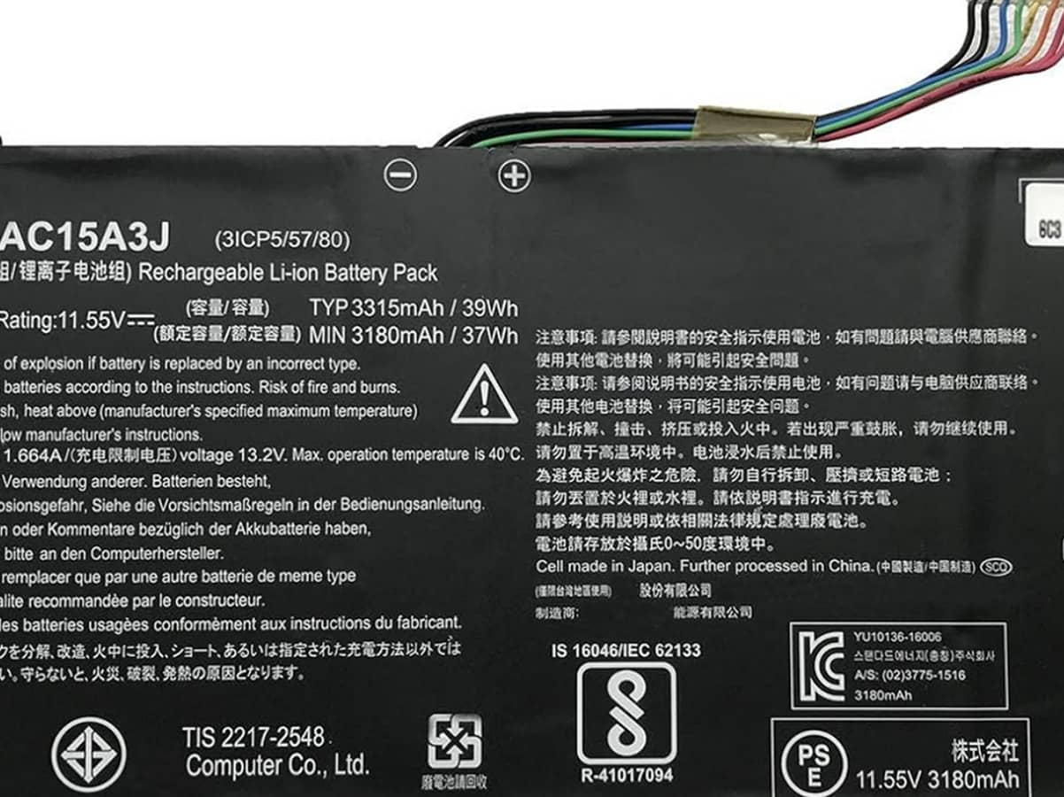 (Bild für) 10.8V 36Wh Laptop Akku für ACER AC15A3J(3INP5/60/80)