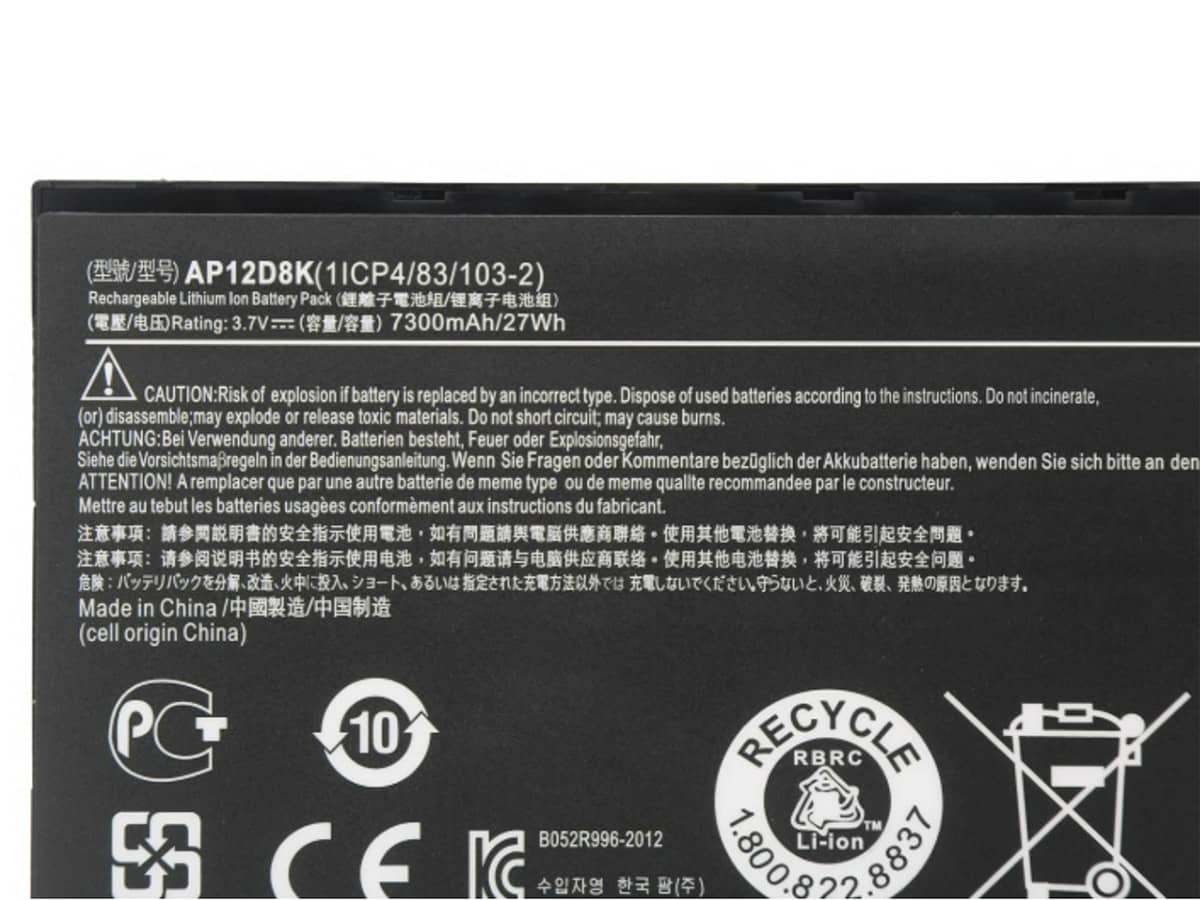 (Bild für) 3.7V 27Wh Laptop Akku für ACER AP12D8K(1ICP4/83/103-2)
