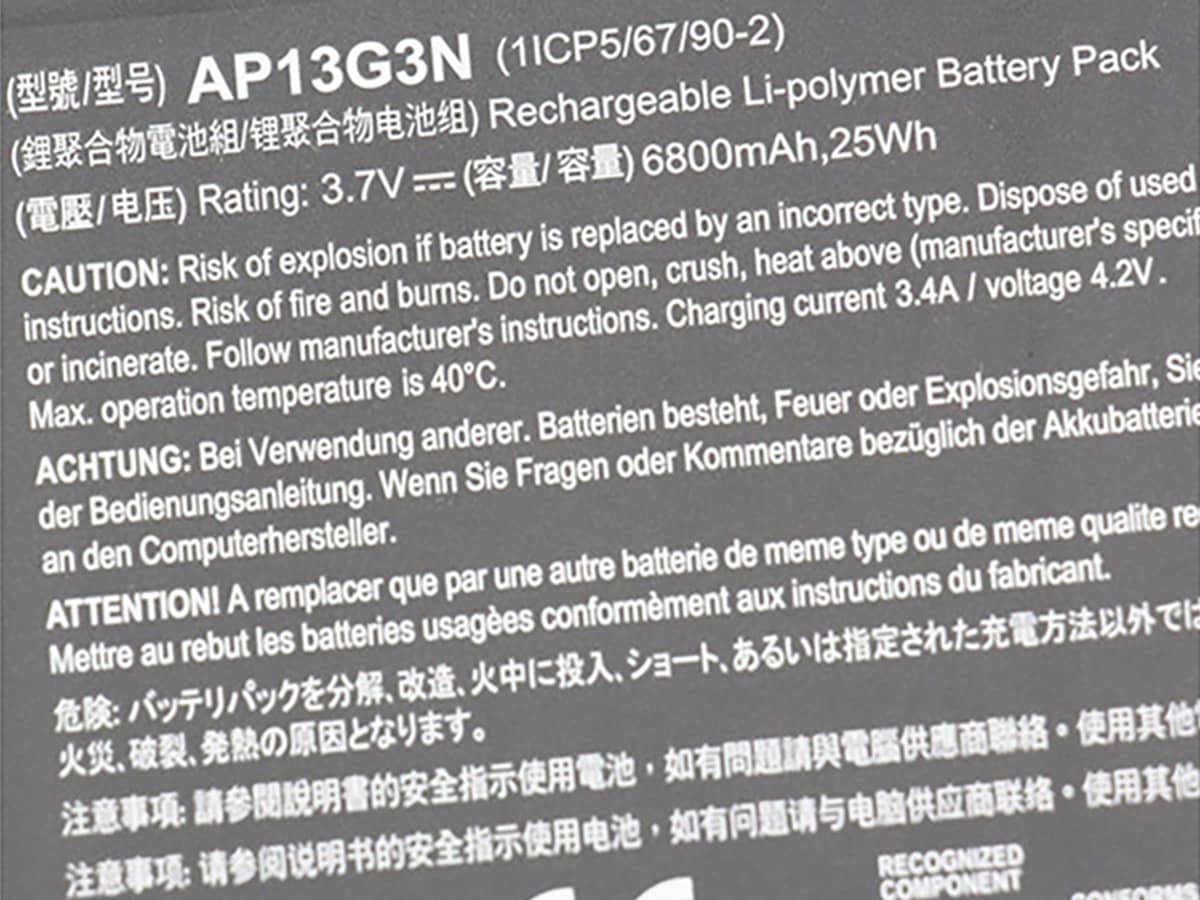 (Bild für) 3.7V 25Wh Laptop Akku für ACER AP13G3N