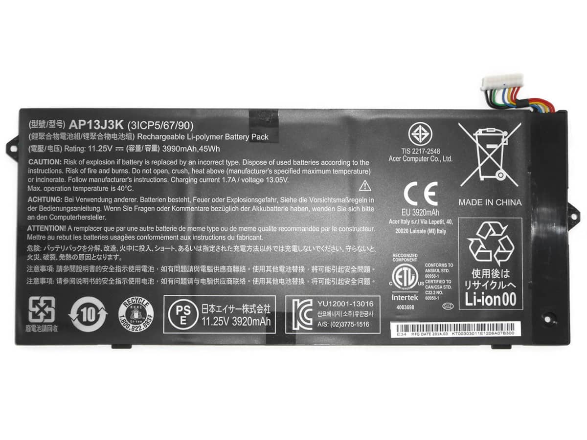 11.25V 44.6Wh Laptop Akku für ACER AP13J3K