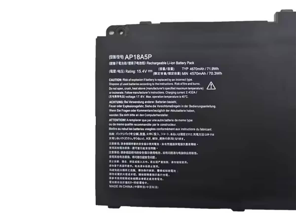 (Bild für) 15.4V 71.9Wh Laptop Akku für ACER AP18A5P(4ICP4/91/91)