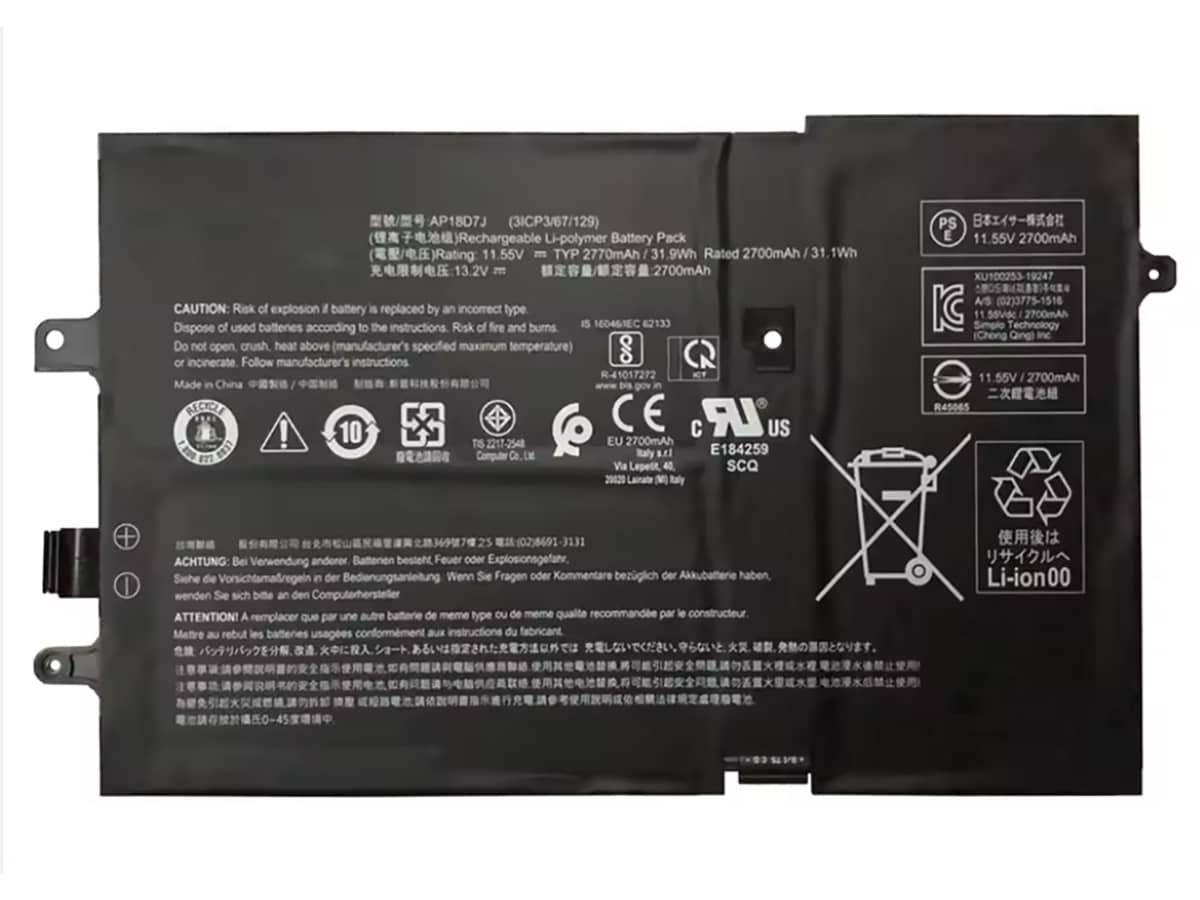 11.55V 31.9Wh Laptop Akku für ACER AP18D7J