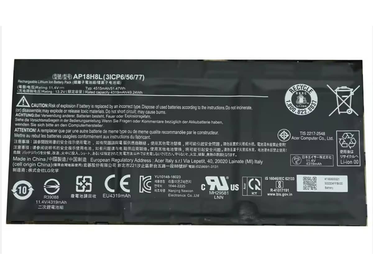 11.4V 51.47Wh Laptop Akku für ACER AP18H8L