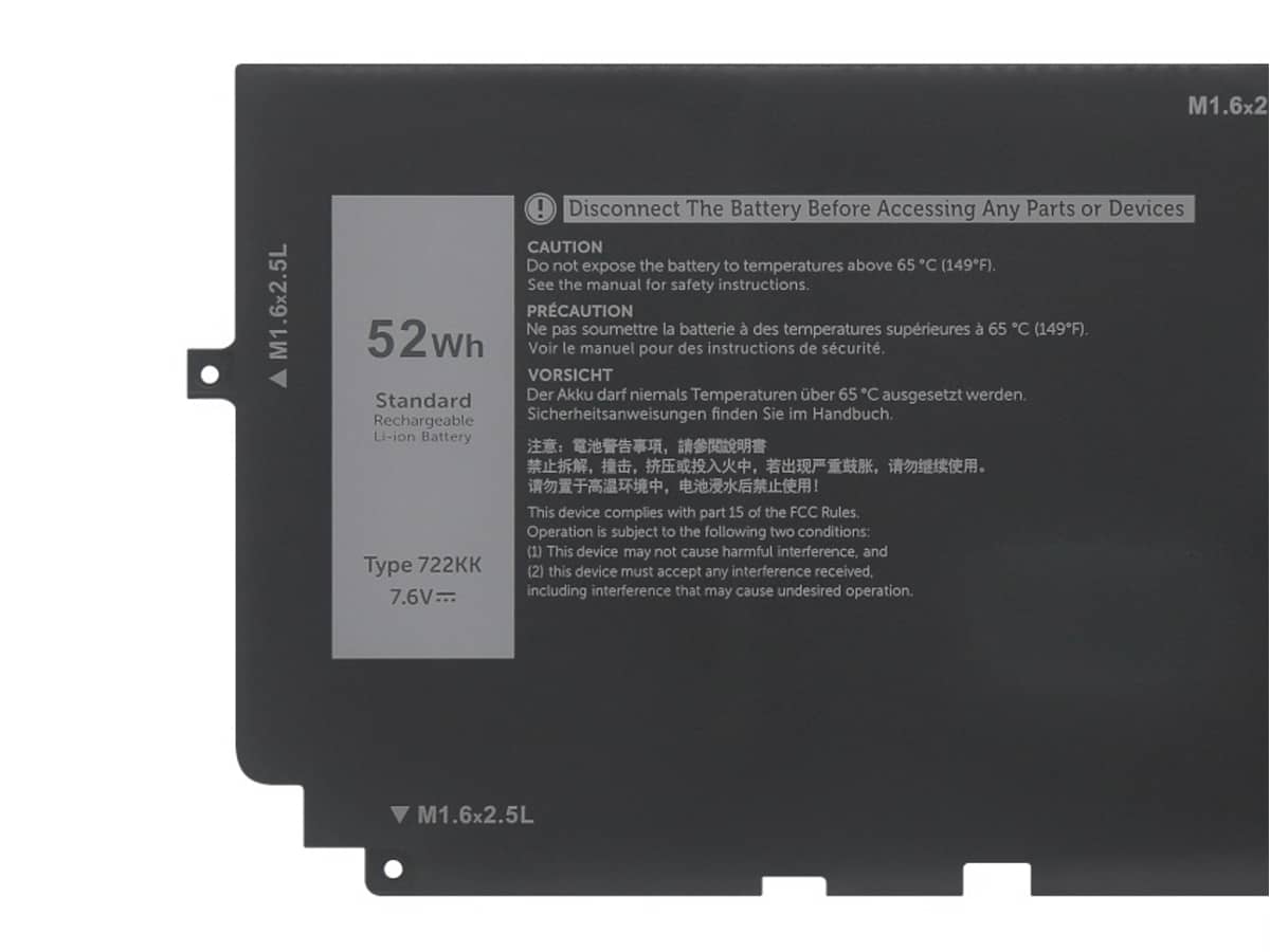 (Bild für) 7.6V 52Wh Laptop Akku für Dell 2XXFW