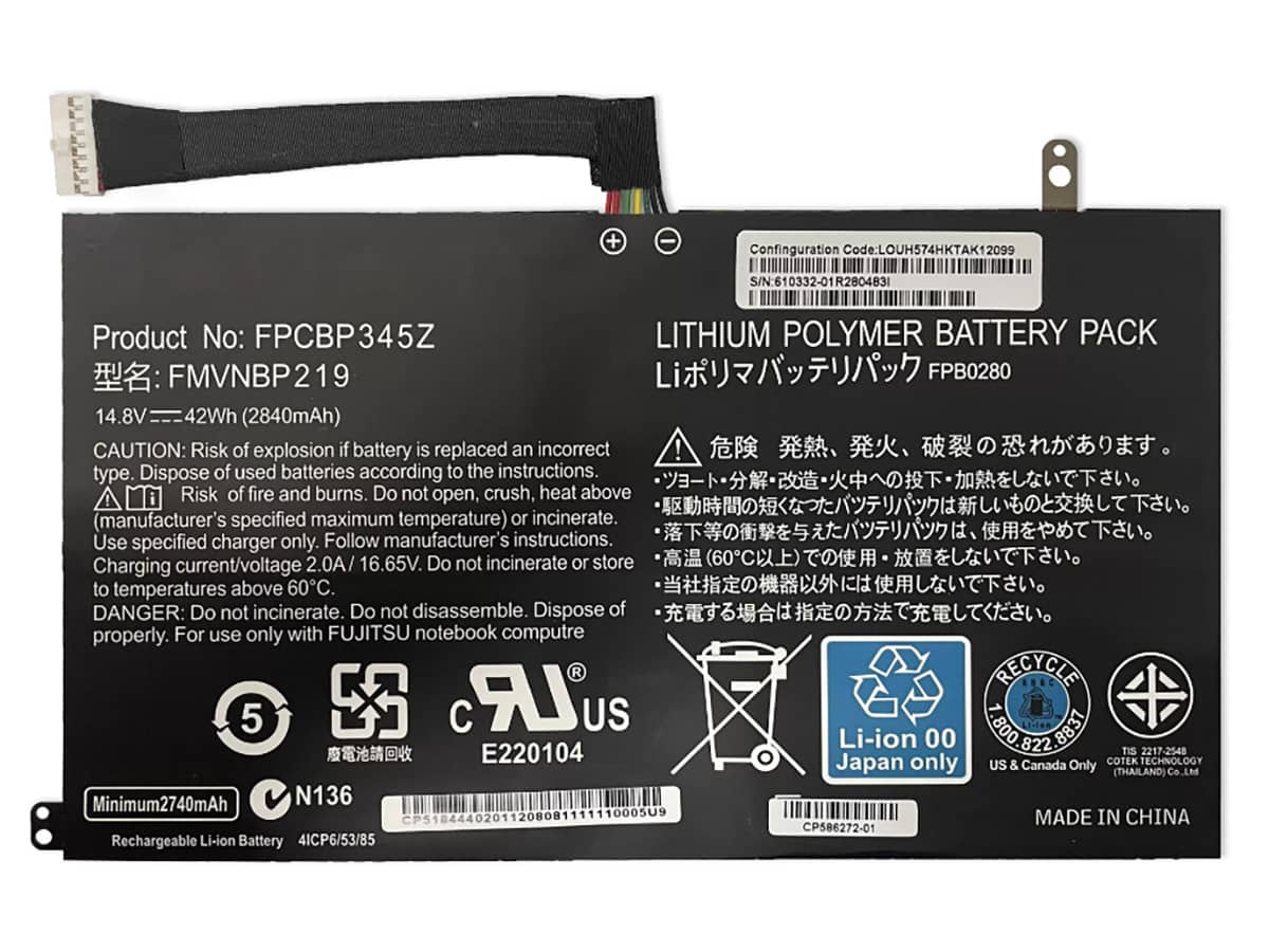 14.8V 42Wh Laptop Akku für FUJITSU FMVNBP219
