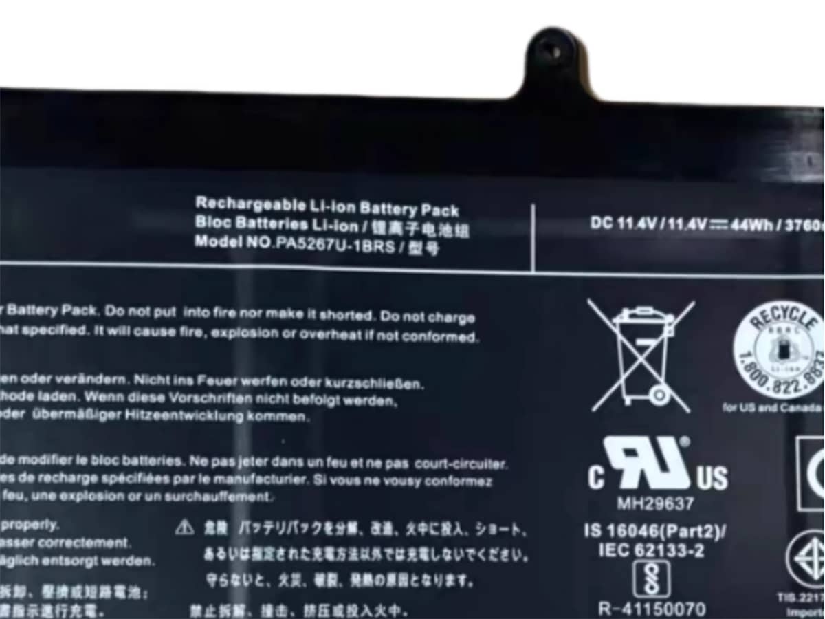 (Bild für) 11.4V 44Wh Laptop Akku für TOSHIBA PA5267U-1BRS